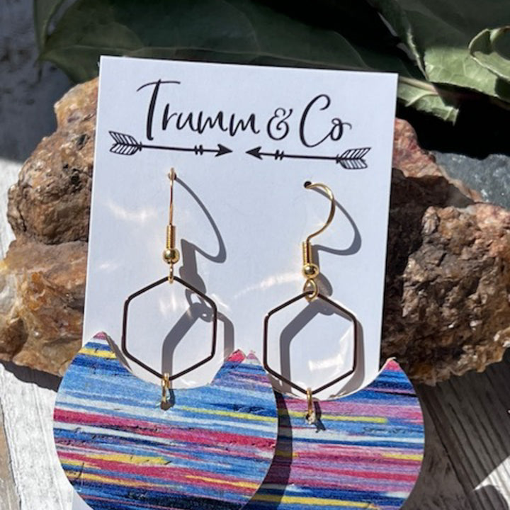 Hexagon Laguna Summer Earrings | Cork/Leather Lightweight Earrings