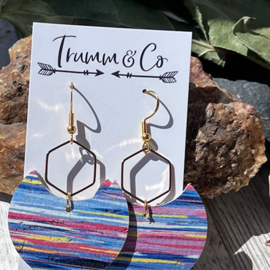 Hexagon Laguna Summer Earrings | Cork/Leather Lightweight Earrings