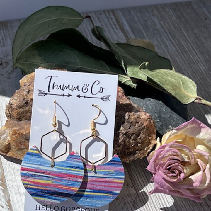 Hexagon Laguna Summer Earrings | Cork/Leather Lightweight Earrings