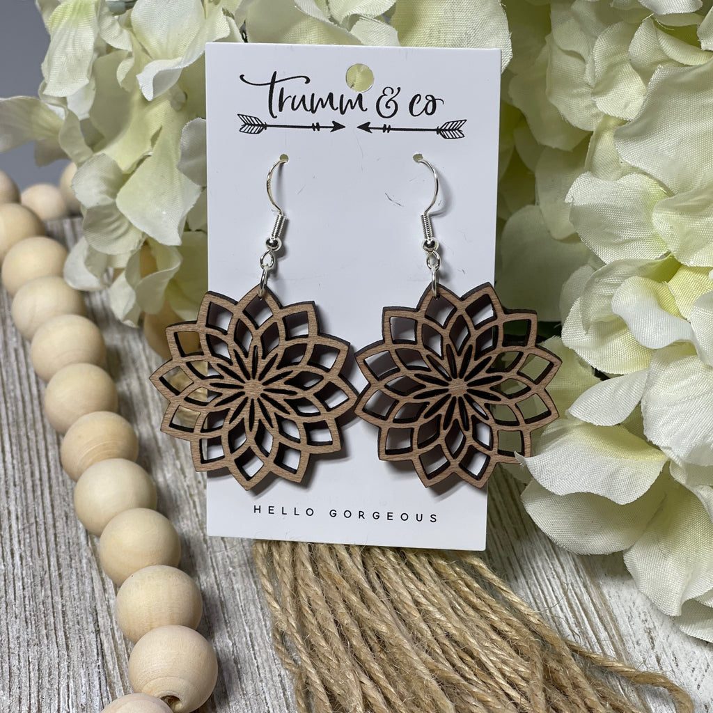 Flower wood earring blanks, wood cutouts, wood earrings – Mylaseredgoods